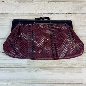 Vintage Margolm Snakeskin Bakelite Tortoise Clutch Bag Made in Italy 70s